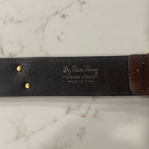 Paloma Picasso Luxurious Dark Brown Suede Belt with Gold Buckle, Sz Medium - Picture 3 of 4